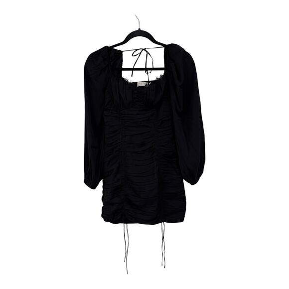 Astr the Label dress Mardi ruched lace trim mini black size Small S - Picture 4 of 9